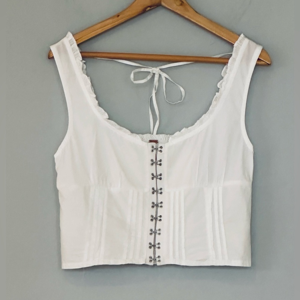 Free People Amelia Hook and Eye
Corset White Cotton Cropped Top NWT - Picture 2 of 7